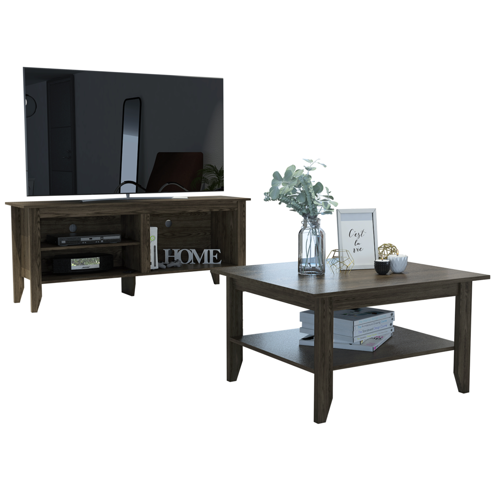 Mesa de Centro + Rack Essential Color Coñac Para Sala De Estar